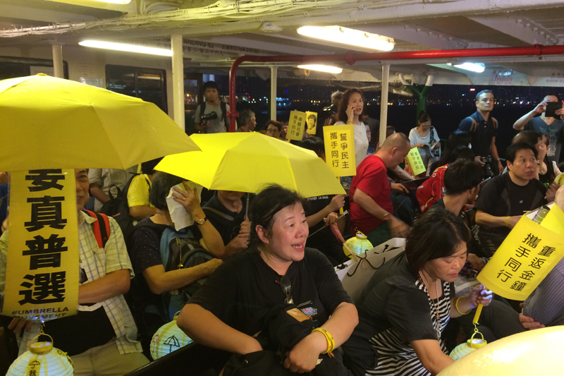 Protesters on the Star Ferry.