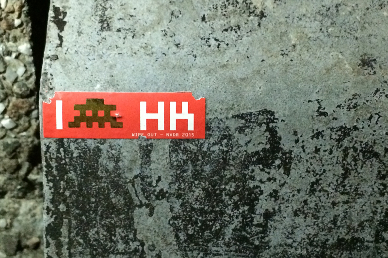 Sticker next to the New 'Space Invader' style art. 